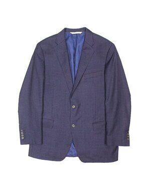 Samuelsohn Blazer Textured Check Wool Sport Coat Canada Blue 40R